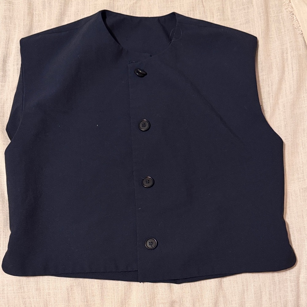 Zara Midnight Blue Button-Up Vest
